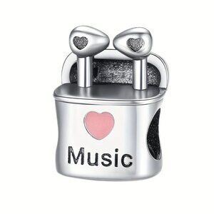 Sterling Silver Wireless Earbuds Charm fit ALL European Brand Bracelets